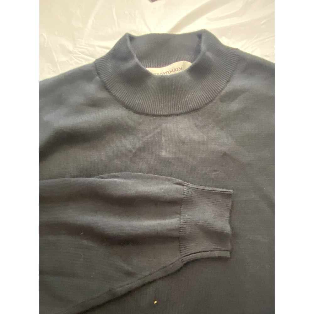Men's Pronto Omuo Black Silk Blend Mock Neck Light Weight Sweater-Size Med-New